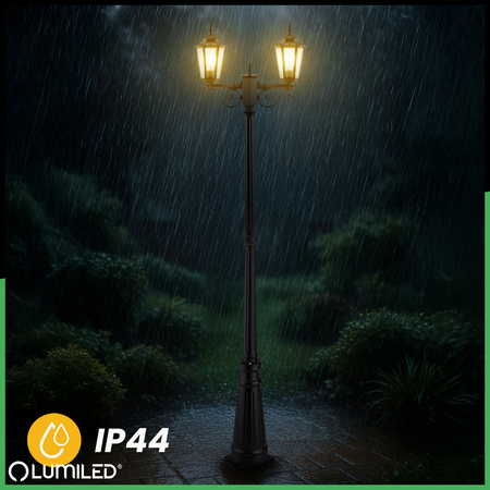 Lampa Ogrodowa Stojąca LED Słupek 2m 2x E27 Latarnia Zewnętrzna Dekoracyjna BELLIS LUMILED