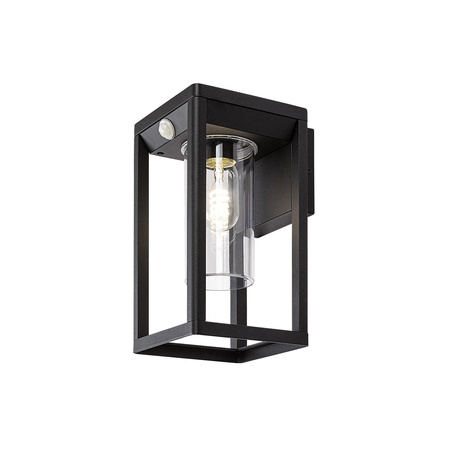 Lampa Ogrodowa Zewnętrzna Kinkiet Elewacyjny LED E27 IP54 z Czujnikiem Ruchu i Zmierzchu Czarny Nowoczesny Zernest Rabalux