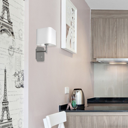 Lampa Ścienna Kinkiet NAPOLI Biała Chrom 1xE27 Milagro