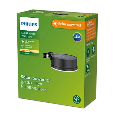 Lampa Ogrodowa LED Kinkiet Elewacyjny Solarny VYNCE 1,5W 2700K IP44 Czujnik Zmierzchu PHILIPS