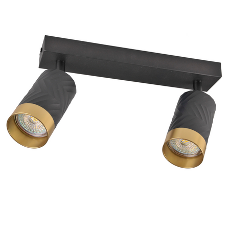 Oprawa Ścienno-Sufitowa Reflektor Punktowy 2x GU10 Czarna Złota ARRAS Sanico Goldlux