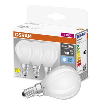 3PAK Żarówka LED E14 P45 5,5W = 60W 806lm 4000K Neutralna 300° Filament OSRAM BASE