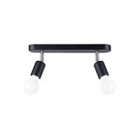 Lampa Sufitowa Listwa Oświetleniowa 2x E27 Tuba Ruchoma Czarna Minimalistyczna Fornes Sollux