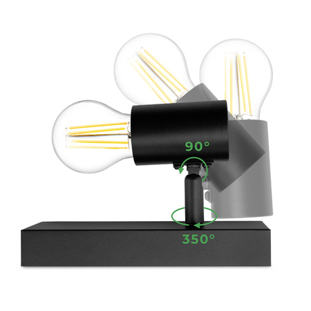 Lampa Ścienna Reflektor LED Sufitowa Ruchoma Kinkiet Spot E27 GLASA Czarna Lumiled