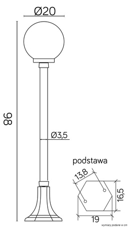 Lampa Ogrodowa Zewnętrzna Stojąca SŁUPEK KULE CLASSIC K 5002/2/KP 200 E27 98cm Su-Ma