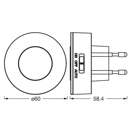 Lampa do Gniazdka Nocna Punktowa 0.31W 4lm 3000K Ciepła 135° Biała z Czujnikiem Ruchu i Zmierzchu Lunetta Osram