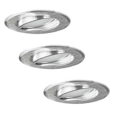 3x Oprawa sufitowa podtynkowa SUN OLAL srebrny szczotkowany alu GOLDLUX (Polux) + LED GU10 3,5W