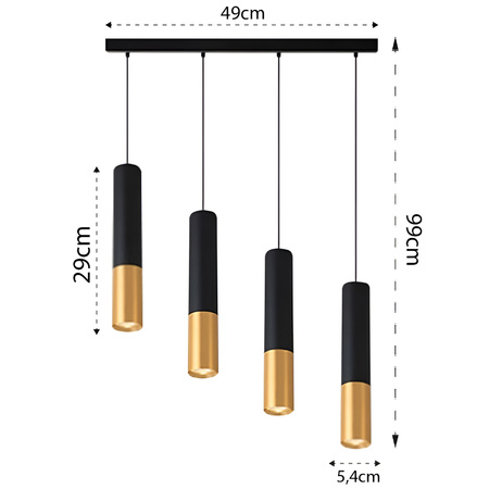 Lampa Wisząca Sufitowa KEON 4xGU10 Regulowana Czarno-Złota MASTERLED