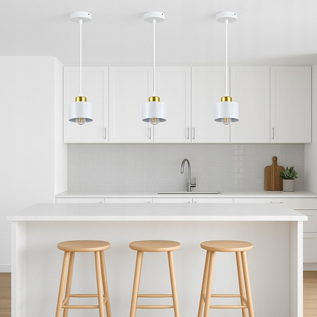 Lampa Sufitowa Oprawa Wisząca Zwis E27 Biała Złota Elza Masterled