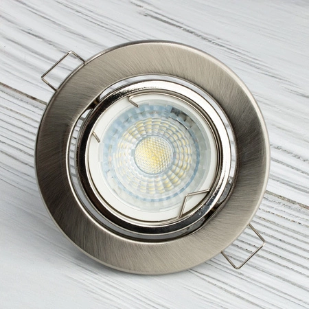 Oprawa HALOGENOWA Podtynkowa Ruchoma Okrągła Satyna Blacha GU10 MR16