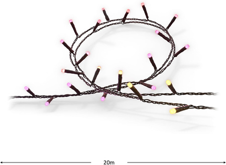 Lampki Choinkowe Zewnetrzne LED 20m 14W 250LED IP44 Girlanda White and Color Ambiance RGB + TW Inteligentna SMART Zigbee Bluetooth Festavia Philips HUE