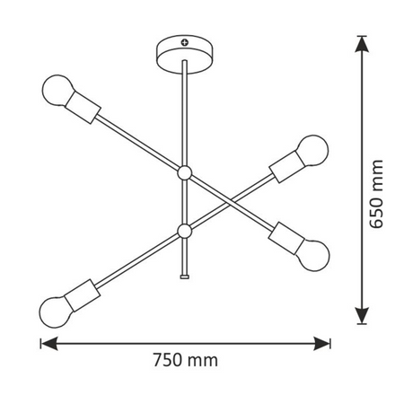 Lampa sufitowa wisząca MORA CHROME chrom vintage retro 4x E27 GOLDLUX (Polux)