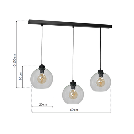 Lampa wisząca SOFIA 3xE27 MLP6579 Transparentny Klosz Kula Milagro Metal + Szkło
