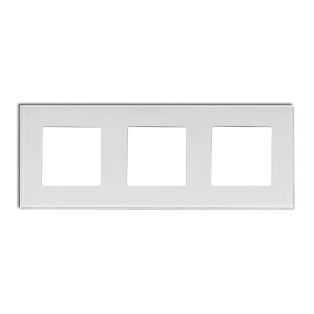Ramka SZKLANA do gniazda biała potrójna