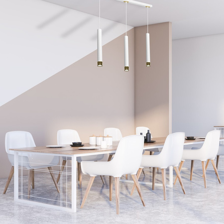 Lampa wisząca DANI 3xGU10 Wąski Klosz Biała Złota MLP6236 Milagro Metal