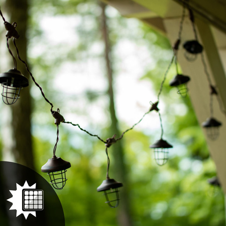 GIRLANDA SOLARNA 10x latarenka metalowa 4,5m ogrodowa ozdobna dekoracyjna 3000K ciepła