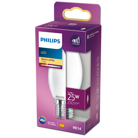 Żarówka LED E14 B35 2,2W = 25W 250lm 2700K Ciepła Filament PHILIPS