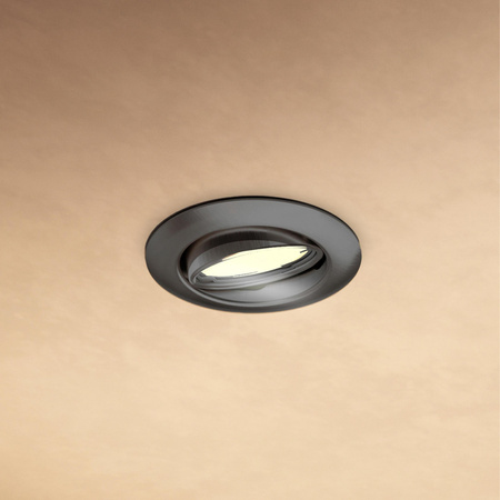 3x Oprawa Podtynkowa Wpuszczana LED GU10 Ruchoma Aluminiowa Okrągła Czarna Peridot Philips