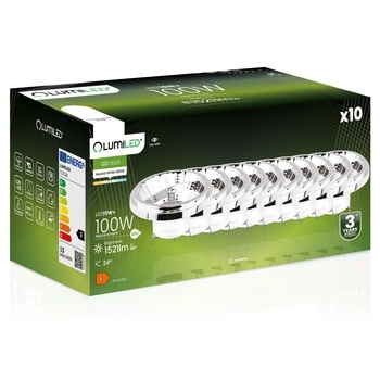 Zestaw 10x Żarówka LED AR111 G53 15W = 100W 1521lm 4000K 12V Neutralna 24° Srebrna LUMILED