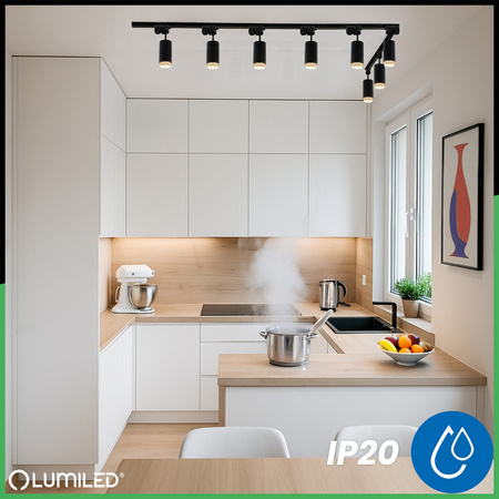 ZESTAW Szynoprzewód Listwa Szyna 4m + 8x Lampa Sufitowa Reflektor GU10 Oświetlenie Szynowe LUMILED