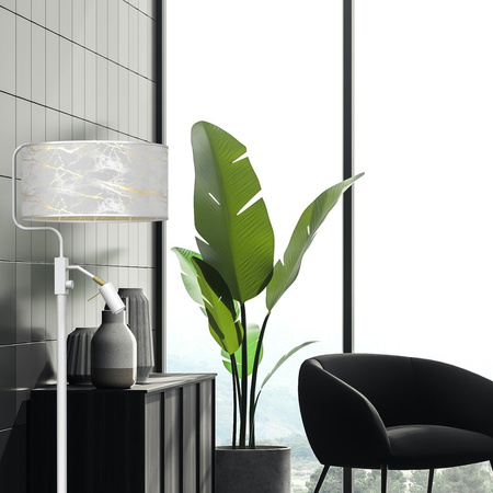 Lampa Podłogowa Stojąca SENSO Biała Złota 1xE27 + 1x mini GU10 Milagro