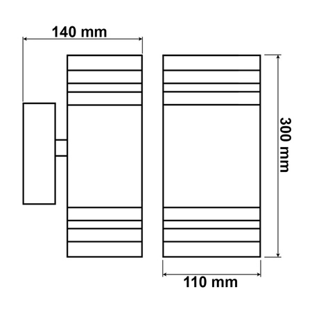 Kinkiet Ogrodowy Elewacyjny Podwójny góra dół VELA II LED 2x GU10 Czarna IP54