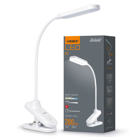 Lampka Biurkowa LED 6W 370lm 5500K Zimna Biała Ściemnialna HELSINKI Videx