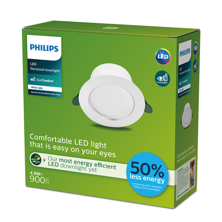 Oprawa Podtynkowa LED 4.8W 900lm 3000K Biała Diamond Cut Philips