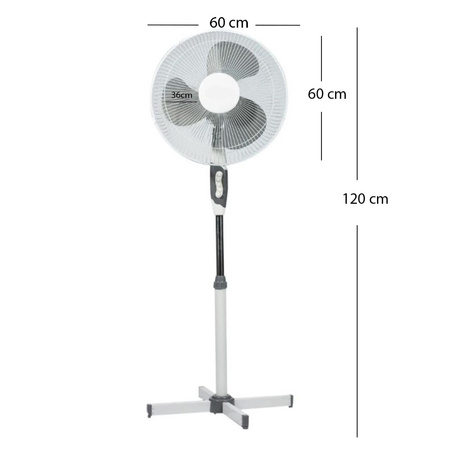 Wentylator Podłogowy Wiatrak Stojący Cyrkulator 40W Biały Cichy Pokojowy