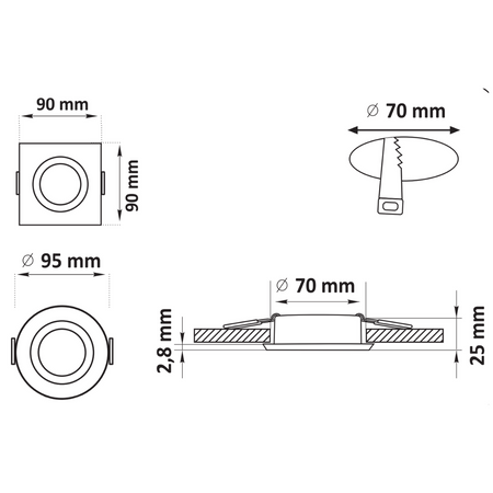 Oprawa sufitowa RUCHOMA OPIN GOLDLUX (Polux) KWADRAT STAL NIKIEL
