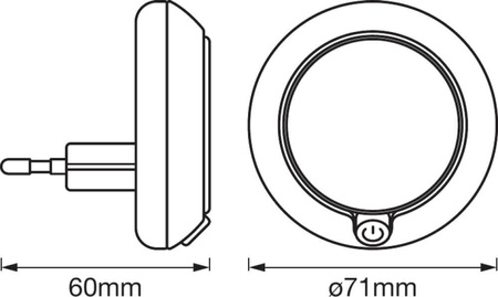 Lampka Nocna LED ORIENTACYJNA LUNETTA Round Biała 0,30W 3lm 3000K IP20 Ledvance