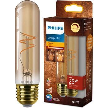 Żarówka LED E27 Tubularna T30 3.1W = 25W 270lm 1800K Ciepła CRI90 300° FILAMENT Vintage Bursztynowa Ściemnialna Decorative Philips