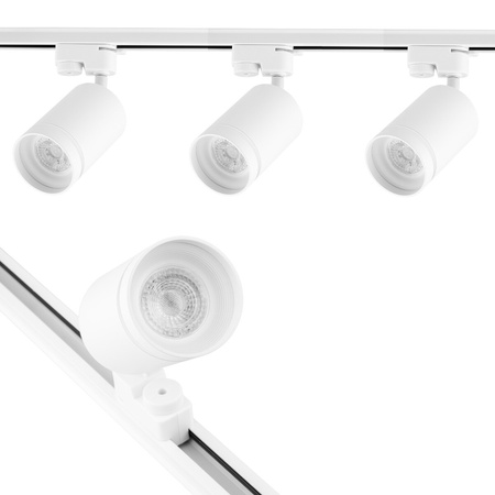 Zestaw Szyna Oświetleniowa Szynoprzewód 1,5m + 3x Reflektor Szynowy LED GU10 BIAŁY z Pierścieniem Dekoracyjnym
