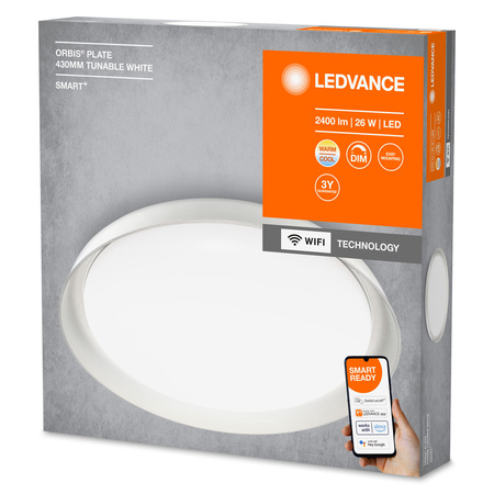 Plafon LED lampa sufitowa biała ORBIS Plate 24W 2500lm ciepła-zimna 43cm SMART+ WiFi LEDVANCE