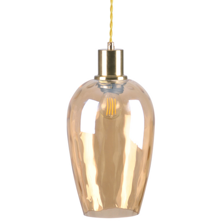 Lampa Sufitowa Wisząza Zwis E27 Złota Bursztynowa Lagri Sanico Goldlux