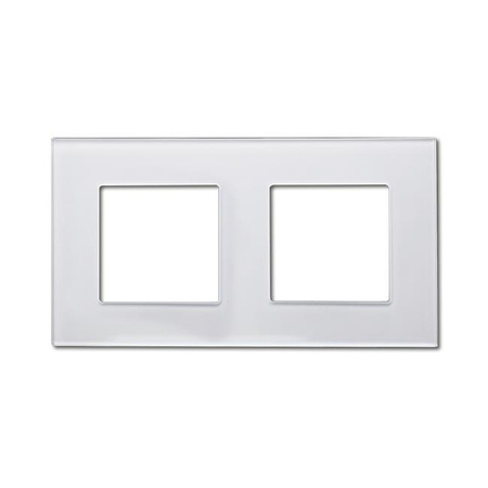 Ramka SZKLANA do gniazda biała podwójna