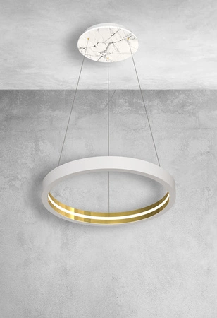 Lampa wisząca CASSIOPEIA 8,5W LED Okrągła Rama Biała Złota MZ5039 Milagro by Maciej Zień