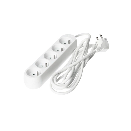 Przedłużacz Sieciowy Wtyk 5x Gniazdo z Uziemieniem Listwa Zasilająca 3m Biały Linea Kobi