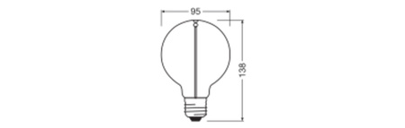 Żarówka LED Dekoracyjna G95 Kula E27 2.2W = 16W 150lm 2700K Ciepła 320° Filament Vintage 1906 Osram