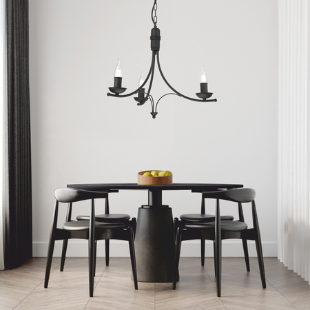Lampa Wisząca Sufitowa LUCY 3xE14 Żyrandol Czarna Klasyczna LM-3.153 Lamkur