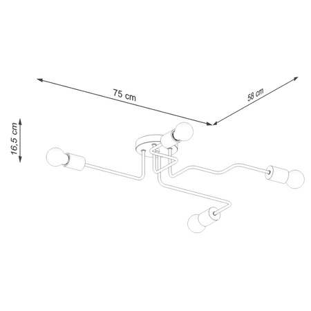 Lampa Sufitowa Żyrandol 4x E27 Naturalne Drewno Biała Timbo Peach Puff SL.1665 Sollux