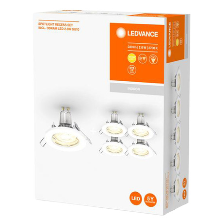 Panel LED Oprawa Podtynkowa Punktowa 2.6W 230lm 3000K Ciepła Oczko Spot Biały Recess Ledvance