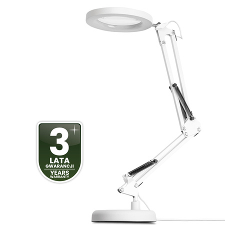 ZESTAW Lampka Biurkowa LED 8W CCT Kreślarska Stołowa Lupa LUCA 2 Biała + Adapter USB 5V/1A DC LUMILED