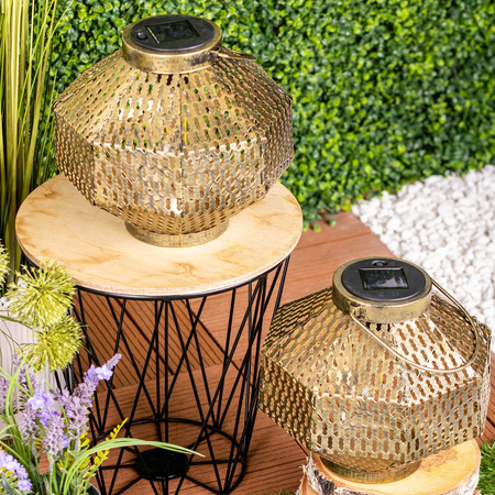 Lampa LED solarna Lampion ogrodowa filament LATARENKA wisząca metalowa miedziana