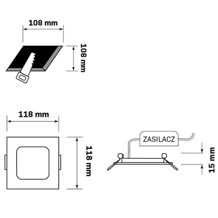 Oprawa Podtynkowa LED 4.8W 550lm 4000K Neutralna 120° Czarna RIGEL Sanico Goldlux