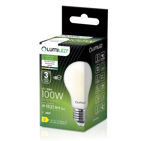 6x Żarówka LED E27 A60 11W = 100W 1521lm 4000K Neutralna 360° FILAMENT LUMILED