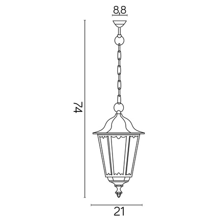 Lampa Ogrodowa Zewnętrzna Wisząca LED Retro Midi K 1018/1/M E27 Su-Ma