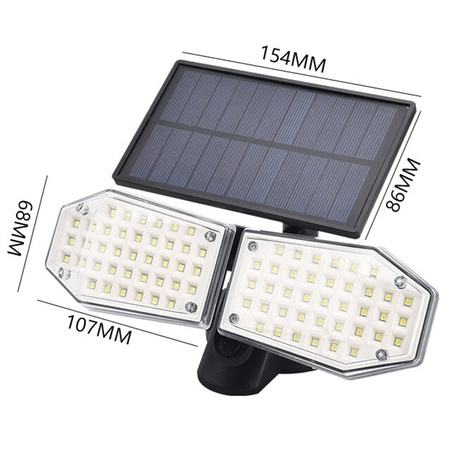 Naświetlacz solarny lampa 78x LED 15W 450lm Zimna czujnik ruchu IP65