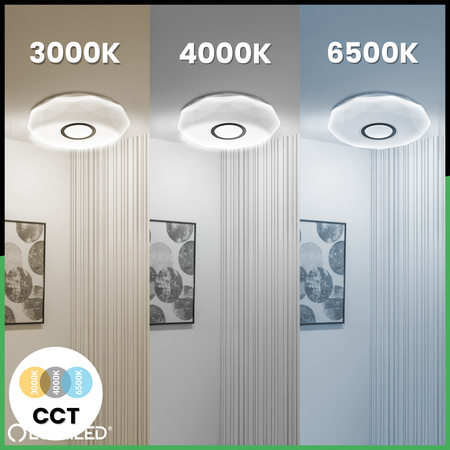 Plafon LED Lampa Sufitowa Natynkowa WESTA 48W CCT Biały Okrągły 40cm + PILOT LUMILED