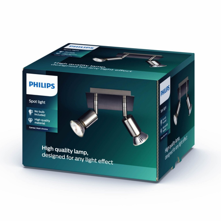 Lampa Sufitowa Reflektor 2x GU10 nikiel Carrea Philips